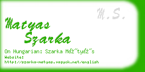 matyas szarka business card